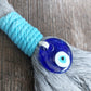 Blue and gray tassel Evil Eye Keychain