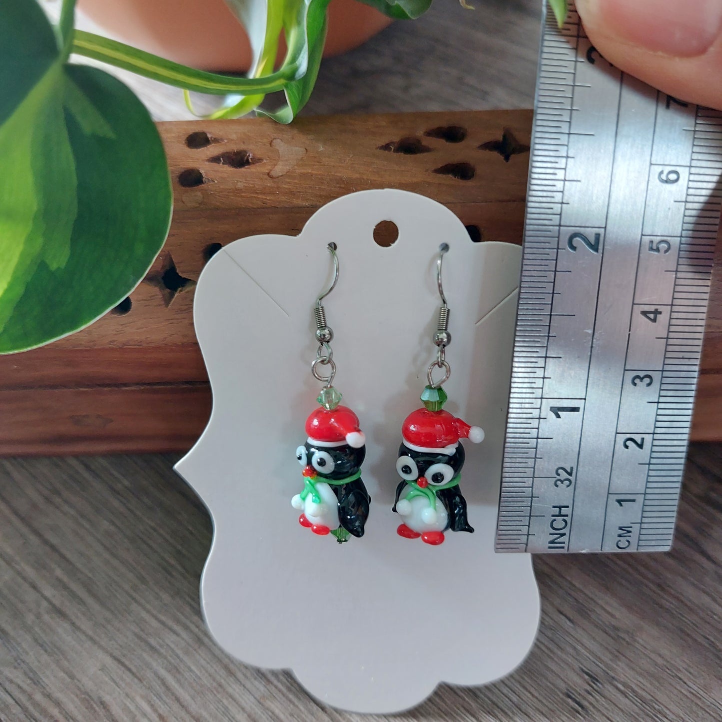 Holiday penguin earrings