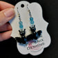 Bat earrings - Halloween, blue crackle agate beads
