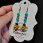 Teal bee earrings