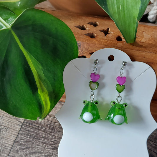 Frog and Hearts Earrings