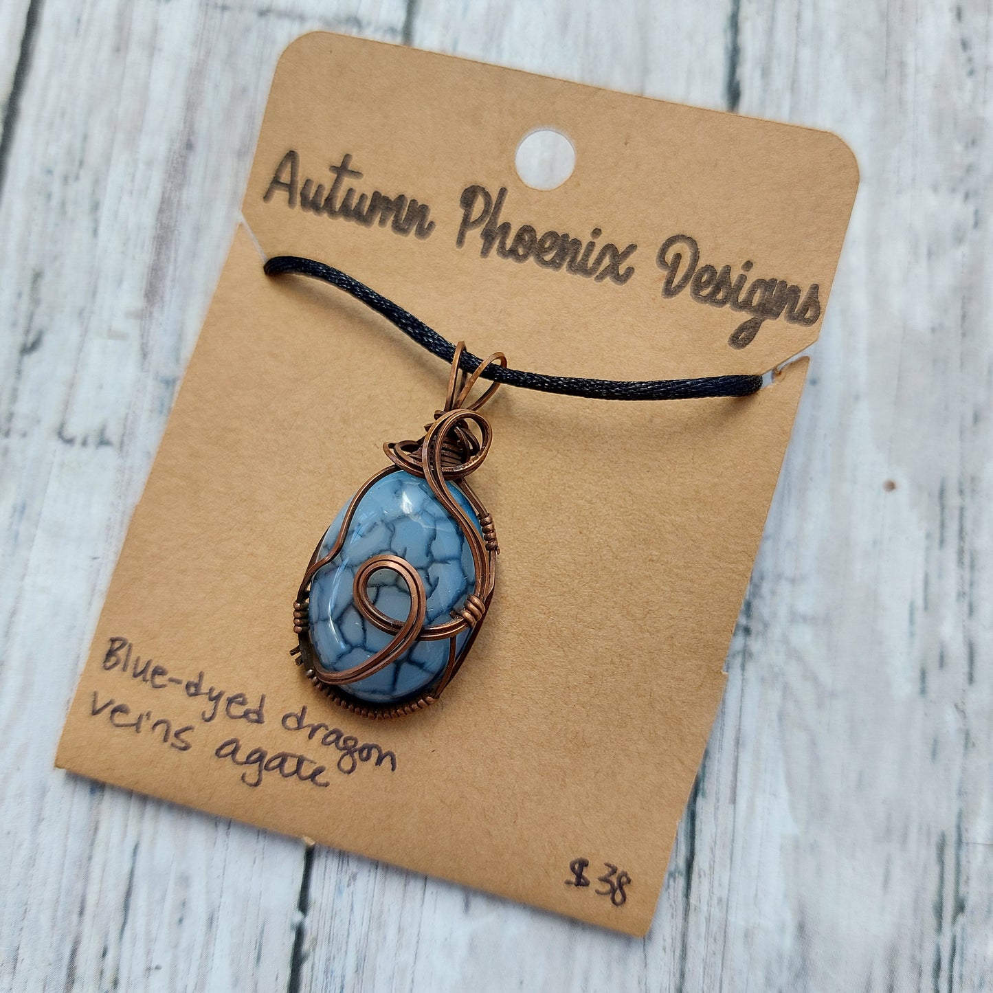 Dragon Veins Agate Pendant | Wire Wrapped Crystal Jewelry
